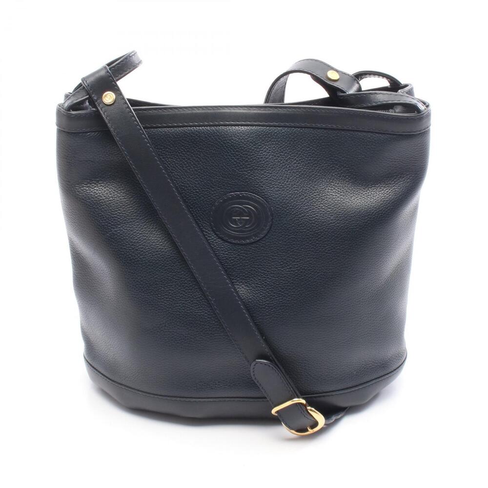 Gucci Interlocking G Shoulder Bag Leather Navy Blue